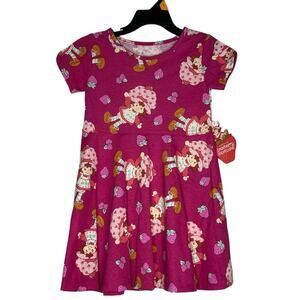 Strawberry Shortcake Toddler Girls Print Dress with Short Sleeves size 4T New